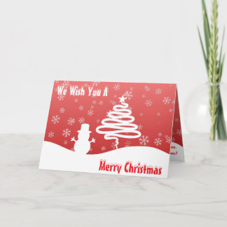 White Christmas Winter Wonderland Snowman Tree Karte