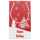 White Christmas Winter Wonderland Snowman Tree Kleine Geschenktüte (Rückseite)