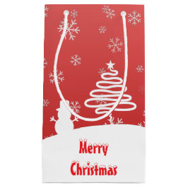 White Christmas Winter Wonderland Snowman Tree Kleine Geschenktüte