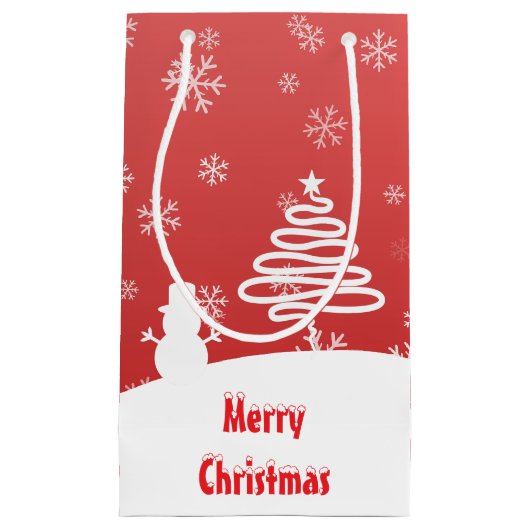 White Christmas Winter Wonderland Snowman Tree Kleine Geschenktüte (Vorderseite)