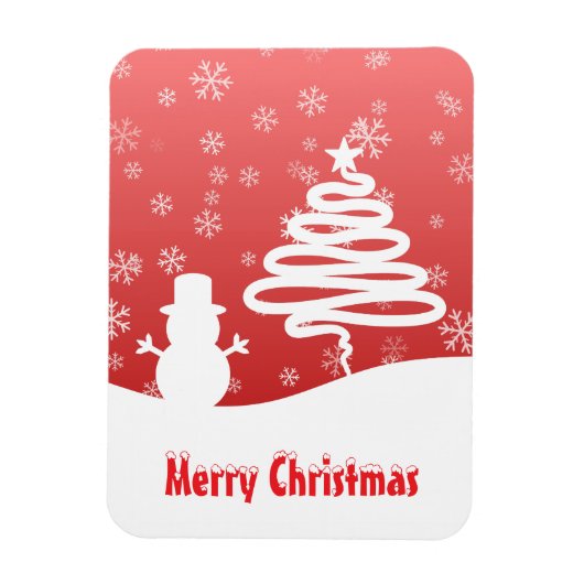 White Christmas Winter Wonderland Snowman Tree Magnet (Vertikal)