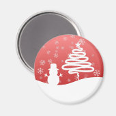 White Christmas Winter Wonderland Snowman Tree Magnet (Vorderseite/Rückseite)