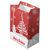 White Christmas Winter Wonderland Snowman Tree Mittlere Geschenktüte (Vorderseite Schrägansicht)