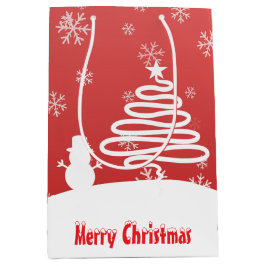 White Christmas Winter Wonderland Snowman Tree Mittlere Geschenktüte