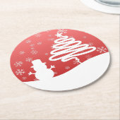 White Christmas Winter Wonderland Snowman Tree Runder Pappuntersetzer (Angewinkelt)