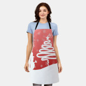 White Christmas Winter Wonderland Snowman Tree Schürze (Getragen)