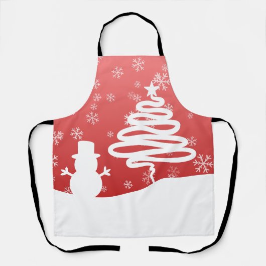 White Christmas Winter Wonderland Snowman Tree Schürze (Vorderseite)