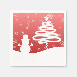 White Christmas Winter Wonderland Snowman Tree Serviette