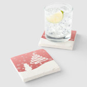 White Christmas Winter Wonderland Snowman Tree Steinuntersetzer (Seitenansicht)