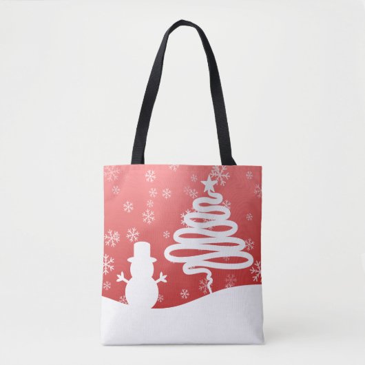 White Christmas Winter Wonderland Snowman Tree Tasche (Vorderseite)