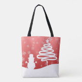 White Christmas Winter Wonderland Snowman Tree Tasche (Rückseite)