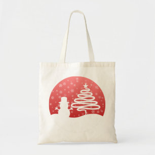 White Christmas Winter Wonderland Snowman Tree Tragetasche