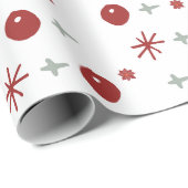 White Christmas Wrapping Paper with Red and Silver Geschenkpapier (Rolleneckpunkt)