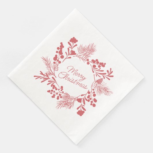 White Christmas Wreath Napkin – Holiday Table Deco Serviette (Ecke)