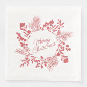 White Christmas Wreath Napkin – Holiday Table Deco Serviette (Vorderseite)