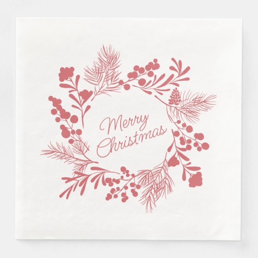 White Christmas Wreath Napkin – Holiday Table Deco Serviette (Vorderseite)