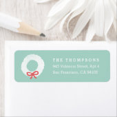 White Christmas Wreath-Rücksendeadressen-Aufkleber (Insitu)