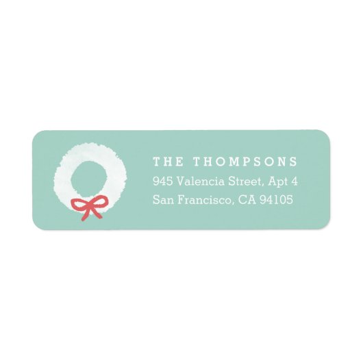 White Christmas Wreath-Rücksendeadressen-Aufkleber (Vorne)