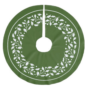 White Chritmas Holly Wreath Polyester Weihnachtsbaumdecke