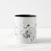 White Chrome black gray abstract spirals Tasse (Zentrum)