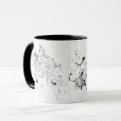 White Chrome black gray abstract spirals Tasse (Vorderseite Links)