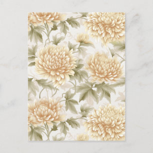 White Chrysanthemas Chiyogami Postkarte