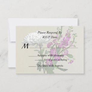 White Chrysanthemas und Lila Snapdragons RSVP Karte