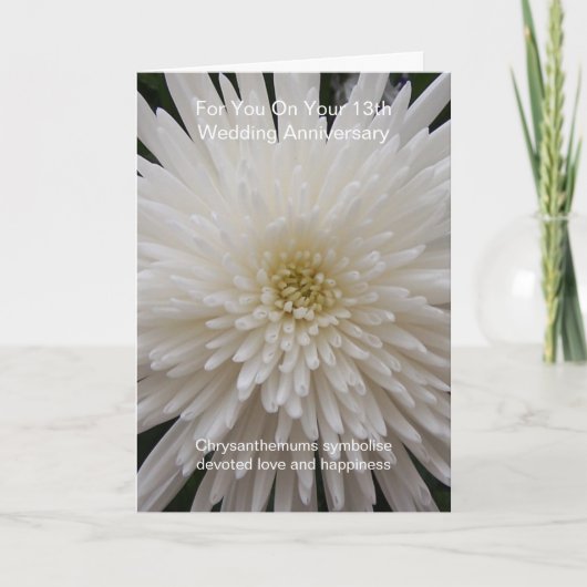 White Chrysanthemum 13. Hochzeitskarte Karte (Vorderseite)