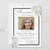 White Chrysanthemum Boho Beerdigung Gedenkdienst Einladung (Vorderseite)