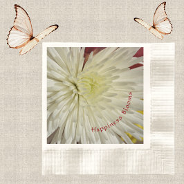 White Chrysanthemum Happiness Blooms anpassbar Serviette