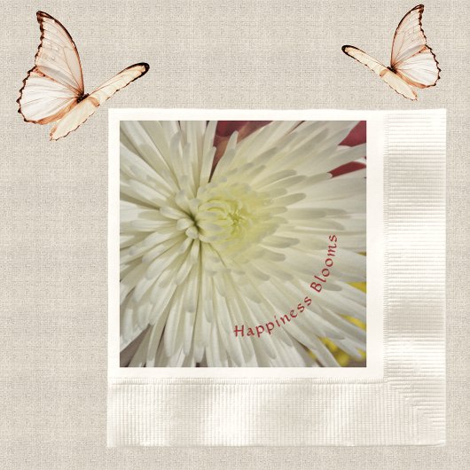 White Chrysanthemum Happiness Blooms anpassbar Serviette