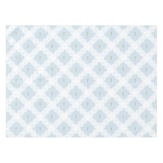 White Circles Gold Kreuz Christliche Taufe Tischdecke (Vorderseite (Horizontal))