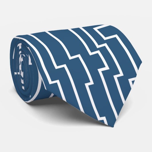White Circuit Linien Krawatte (Gerollt)