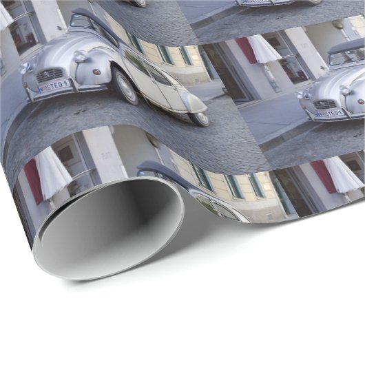 White Citroën 2 CV Geschenkpapier (Rolleneckpunkt)