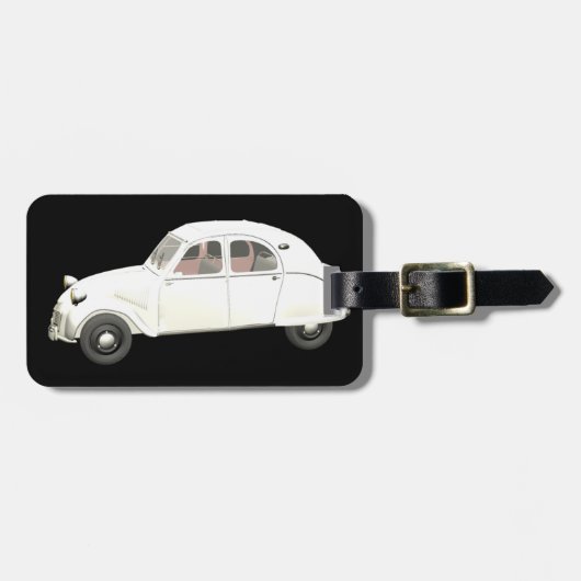 White Citroen 2CV - Addressfield leer Gepäckanhänger (Vorderseite horizontal)