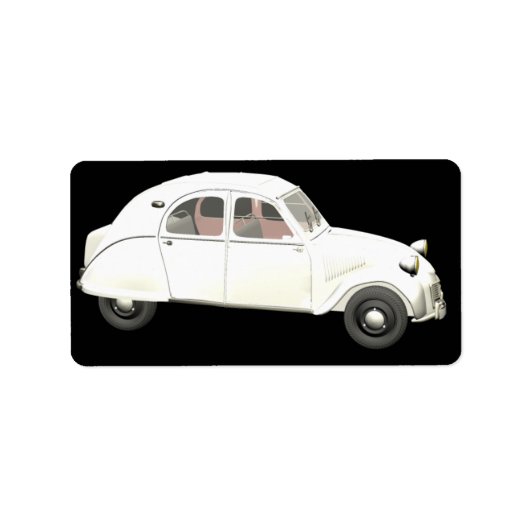 White Citroen 2CV Adressaufkleber (Vorne)