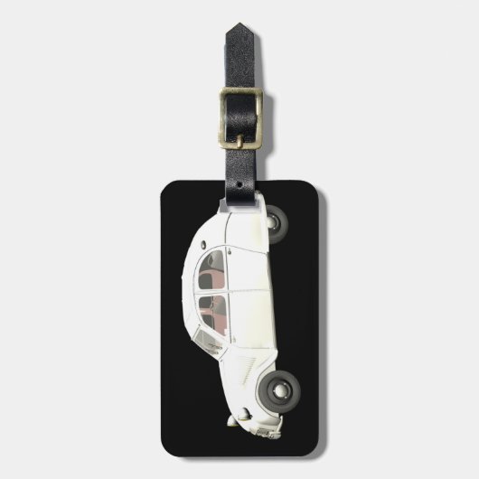 White Citroen 2CV Gepäckanhänger (Vorderseite vertikal)