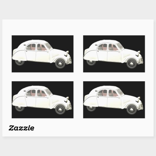 White Citroen 2CV Rechteckiger Aufkleber (Blatt)