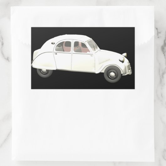 White Citroen 2CV Rechteckiger Aufkleber (Tasche)