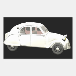 White Citroen 2CV Rechteckiger Aufkleber