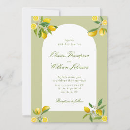 White Citrus Green Lemon Wedding Invitation Einladung