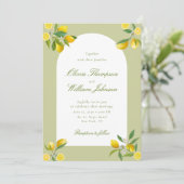 White Citrus Green Lemon Wedding Invitation Einladung (Stehend Vorderseite)