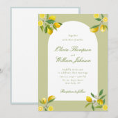 White Citrus Green Lemon Wedding Invitation Einladung (Vorne/Hinten)