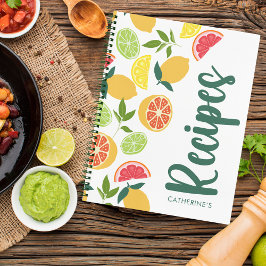 White Citrus Lemon Orange Muster Namensschilder Notizblock