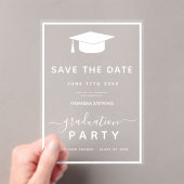 White Classic Abschluss Save the Date Acryleinladungen (Insitu (Handheld))