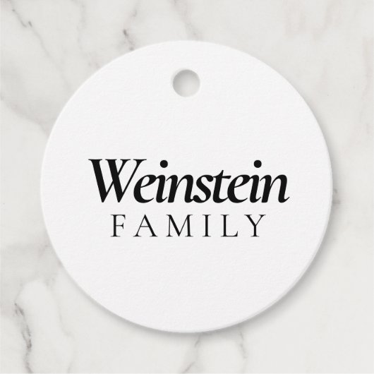 White Classic Family Name Purim Geschenkanhänger (Vorderseite)