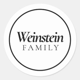 White Classic Family Name Purim Sticker