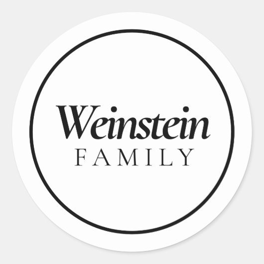 White Classic Family Name Purim Sticker (Vorderseite)