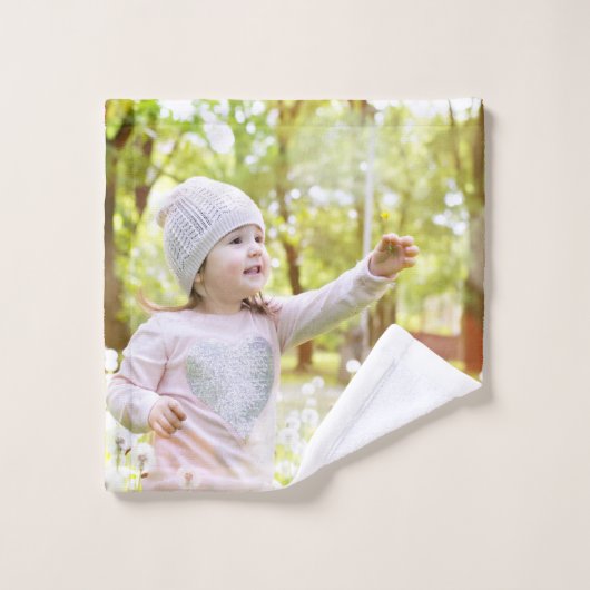 White Classic Foto Collage Keepake Badhandtuch Set (Waschlappen)