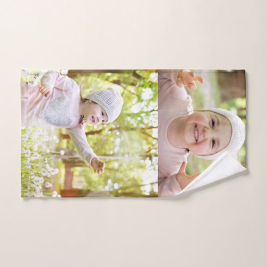White Classic Foto Collage Keepake Badhandtuch Set (Handtuch)